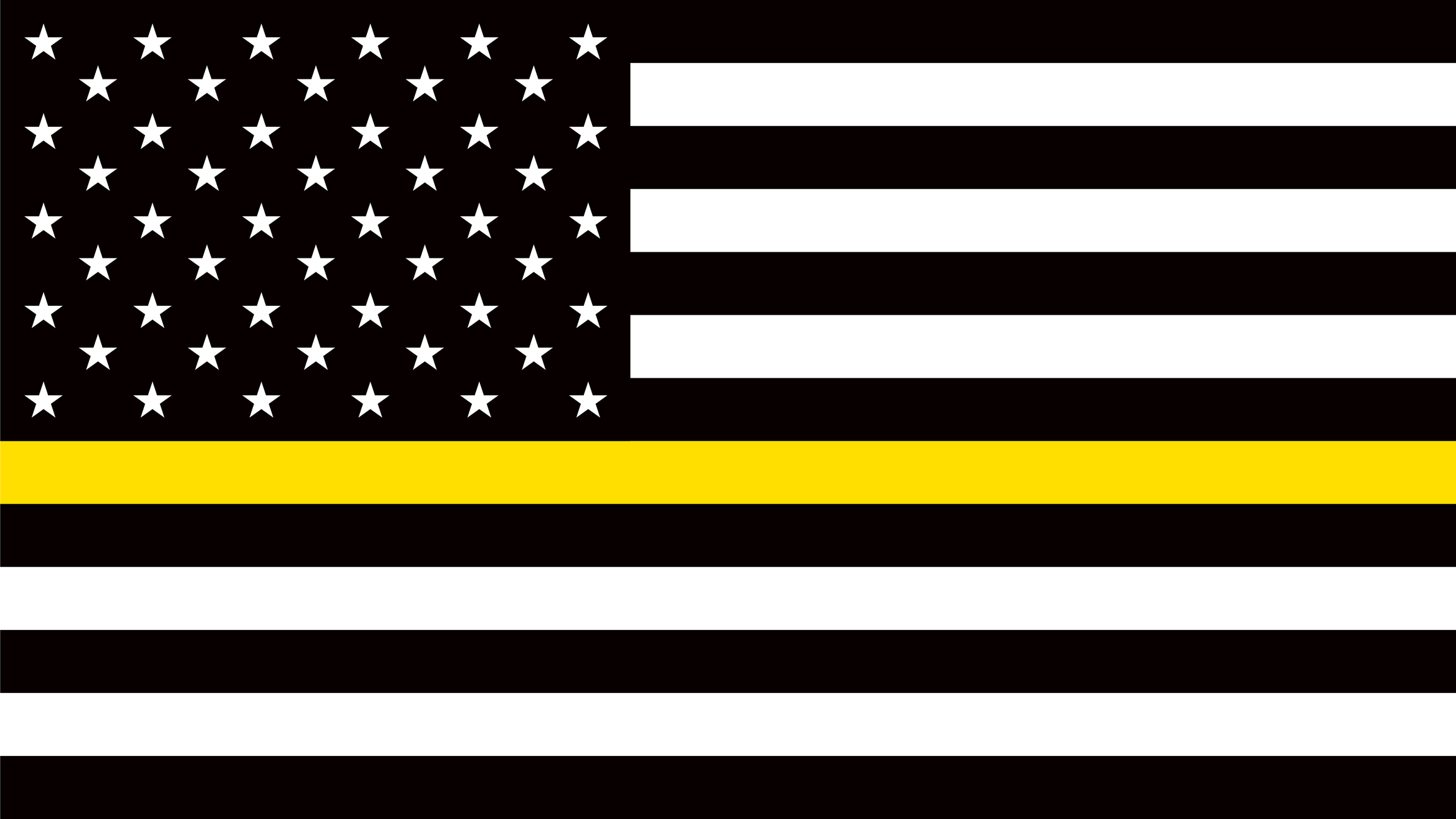 USA flag with a thin yellow or gold line - a sign to honor and respect American Dispatchers, Security Guards and Loss Prevention